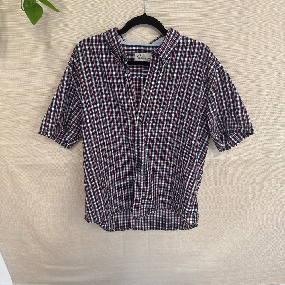 California Red and Blue Casual Button Down Shirt